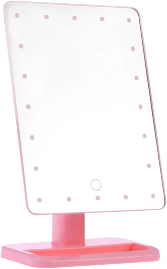 20 LED Lighted Touch Screen Makeup Mirror Portable Cosmetic Vanity Mirror with Rotation and Folding Design for Travel and Makeup Low