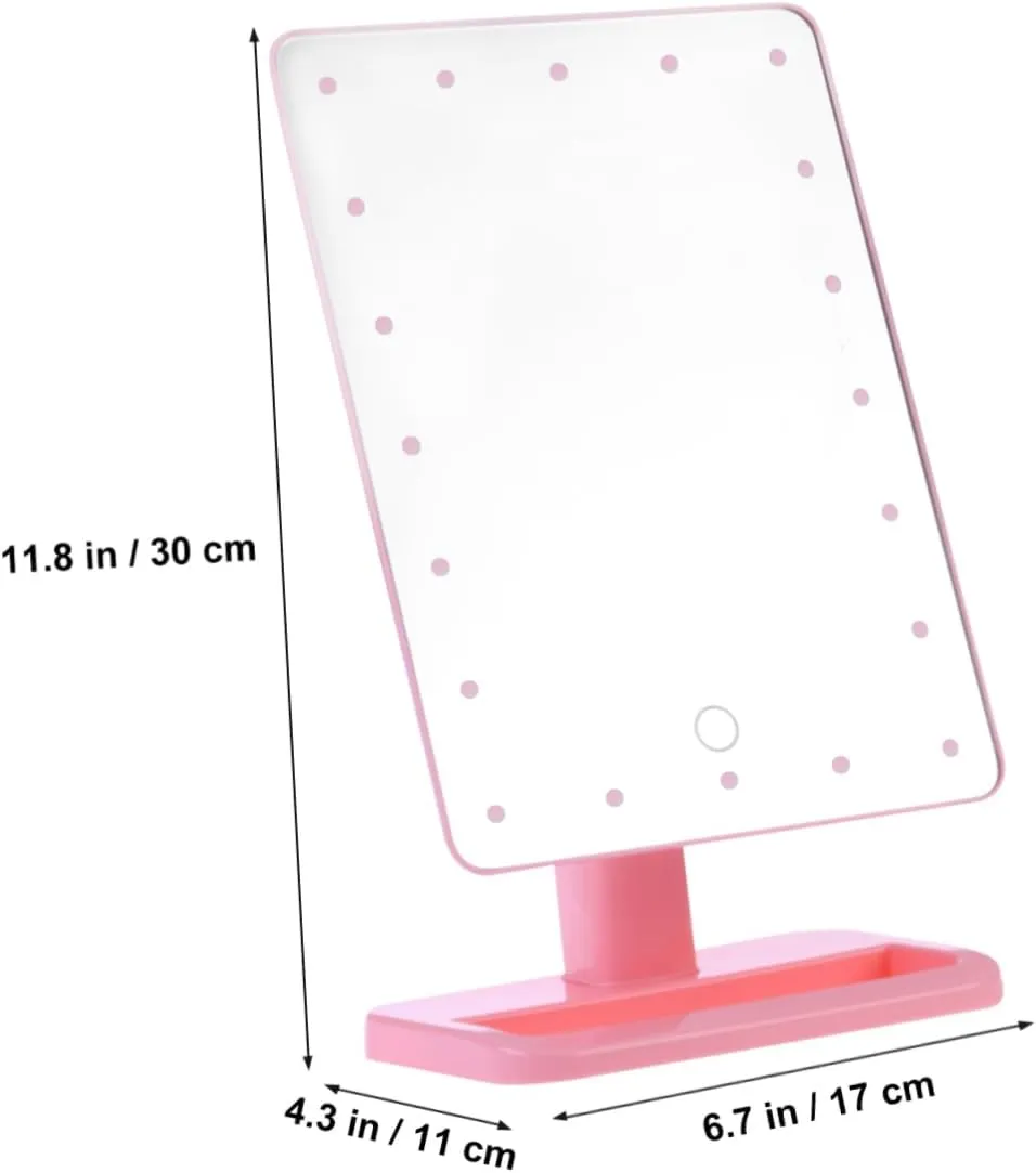 20 LED Lighted Touch Screen Makeup Mirror Portable Cosmetic Vanity Mirror with Rotation and Folding Design for Travel and Makeup Low
