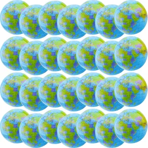 20 Pack Inflatable World Globe - 16 Inch Blow Up Earth Beach Ball for Summer Beach Party Favors
