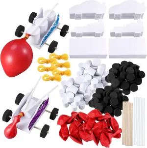 20 Sets Car Balloon DIY Steam Kits Balloon Power Car Kits Recoil Car for Kids Classroom Stem Educational and Science Activities