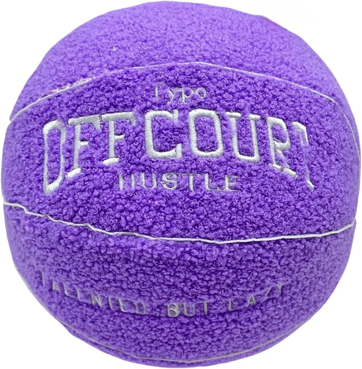 2023 New Offcourt Basketball Pillow, 11" Basketball Shaped Teddy Fleece Embroidered Throw Pillow Fuzzy Plush Toy Gifts for Kids Boys Girls (Purple)