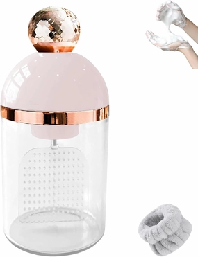 2024 New Electric Foam Maker for Face Wash, Rechargeable Soap Dispenser, Shampoo Bubbler Skincare Tools, Cleanser Foam Maker, Skincare Cleaner Tool for Home & Travel (Pink)