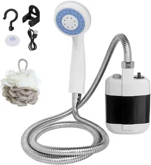 2025 Portable Electric Camping Outdoor Shower, Upgrade Rechargeable Electric Shower Pump, Handheld Water Pump with Hose,Outdoor Camp Shower Pump for Camping, Hiking, Traveling, Rv