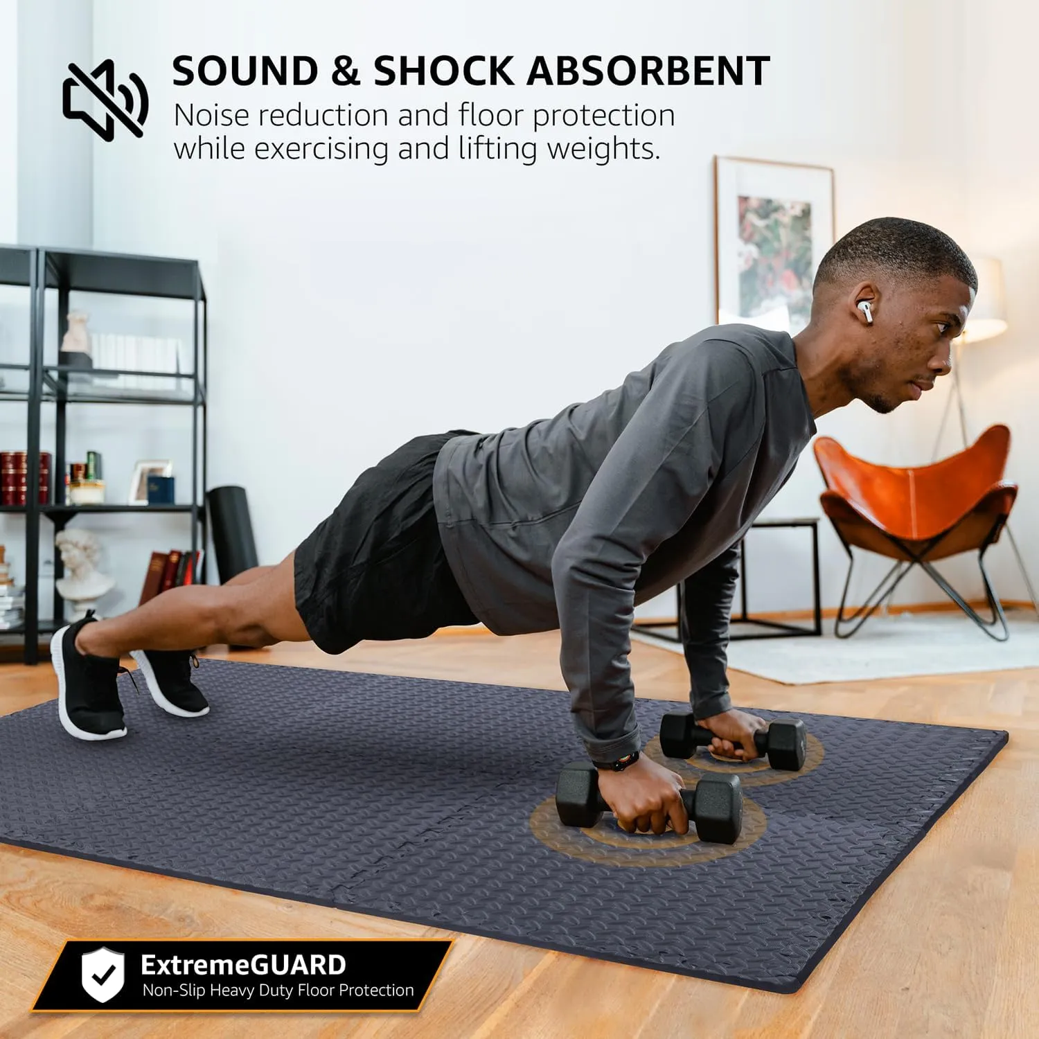 24 Pack - 1/2" Extra Thick Floor Exercise Mat for Home Gym Floor Padding for Kids - High-Density EVA Interlocking Foam Floor Tiles for Gym Equipment, Play Area, Yoga, Cardio, Weights, MMA