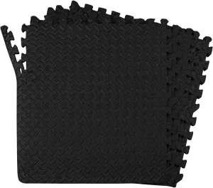 24-SQFT Dark Multi-Purpose Floor Mat Anti-Fatigue EVA Foam 6-Tile Interlocking Tile with 12-Border by Poco Divo