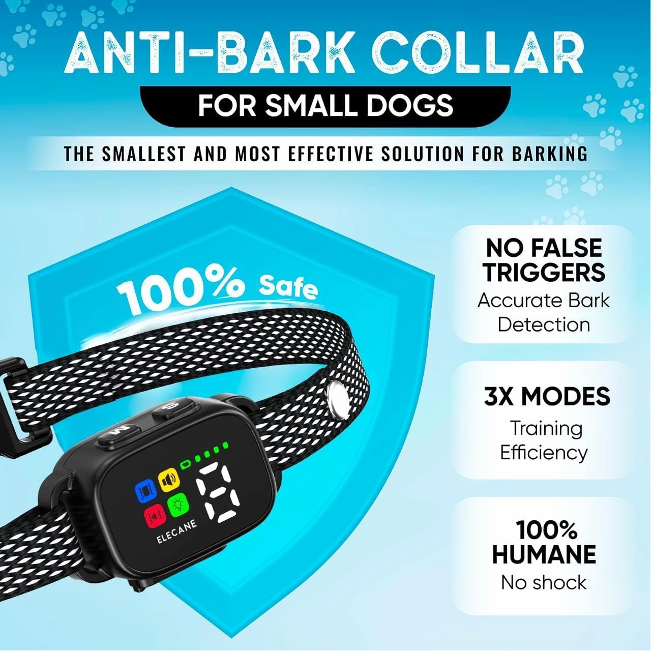 2 Pack Bark Collar for Small Dogs 5-15 lbs and Puppies - No Shock Anti Barking Collar - Rechargeable Smart Collar for Dog Training with 7 Sensitivity Levels and 3 Beep&Vibration Modes