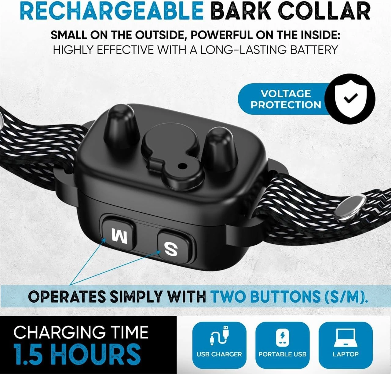 2 Pack Bark Collar for Small Dogs 5-15 lbs and Puppies - No Shock Anti Barking Collar - Rechargeable Smart Collar for Dog Training with 7 Sensitivity Levels and 3 Beep&Vibration Modes