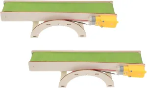 2pcs Mini Conveyor Belt DIY Kit Building Set for Boys and Girls Electric Conveyor Assembly Model for Interactive Learning