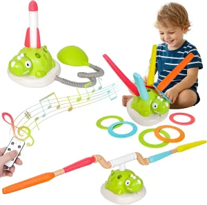 3 in 1 Musical Jump,Stomping Launch Rocket Launcher,Toss Ring Game for Kids Outdoor Toys,Indoor Sports &Fitness Toys with Remote Control,Suitable for Kids Ages 4-8