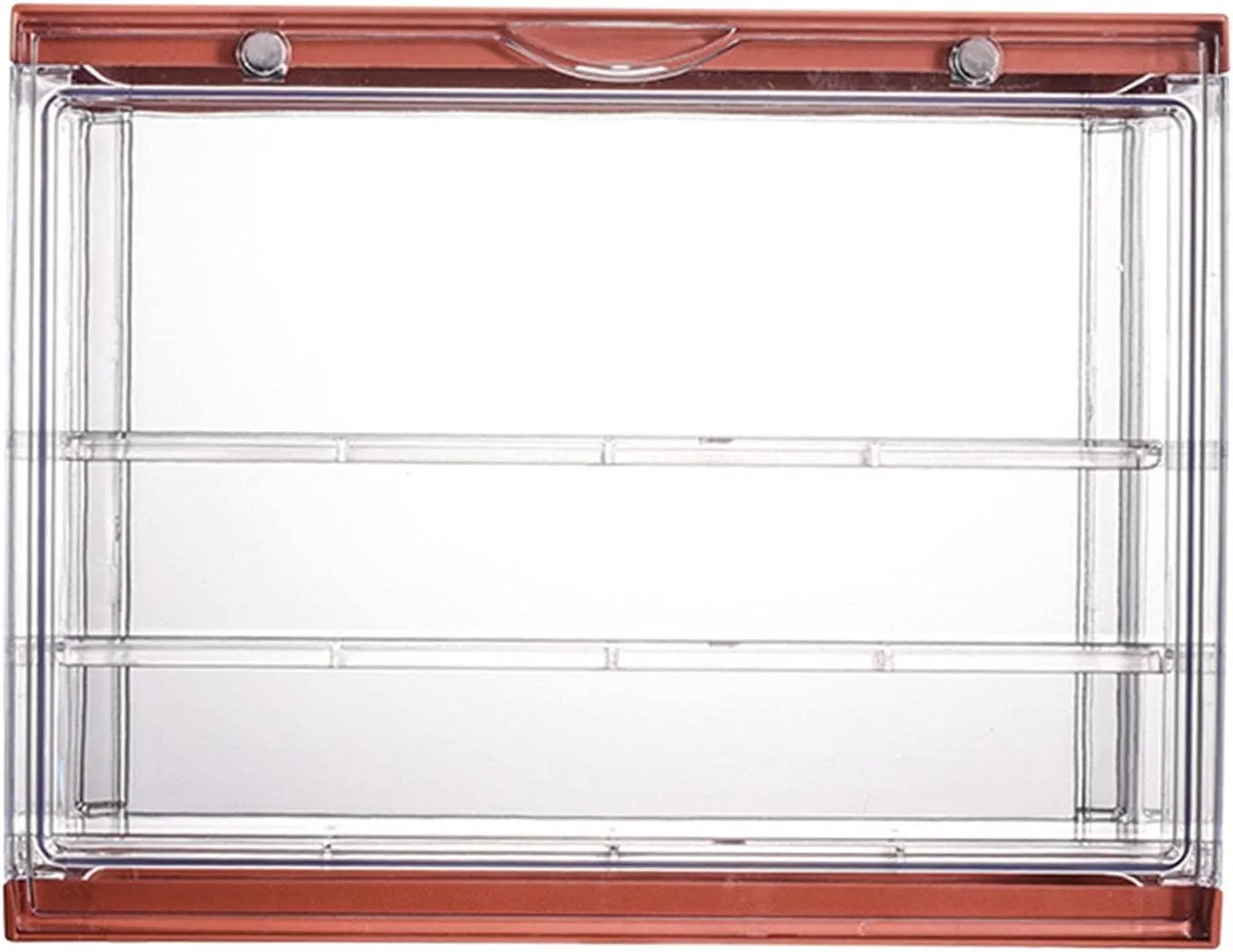 3-Layer Stackable Clear Action Figure Display Case | ABS Plastic Showcase | Flip Down Magnetic Closure | Transparent ion | Toy Collectors Organizer - Orange