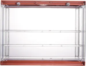 3-Layer Stackable Clear Action Figure Display Case | ABS Plastic Showcase | Flip Down Magnetic Closure | Transparent ion | Toy Collectors Organizer - Orange
