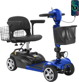 30-60 Miles Ecomobi MS02 Long Range 4 Wheels Electric Mobility Scooter for Adults/Seniors, 350W E-Wheelchair Device w/25Ah Extended Battery, Dual Baskets Compact Mobile for Travel(FSA/HSA Eligible)