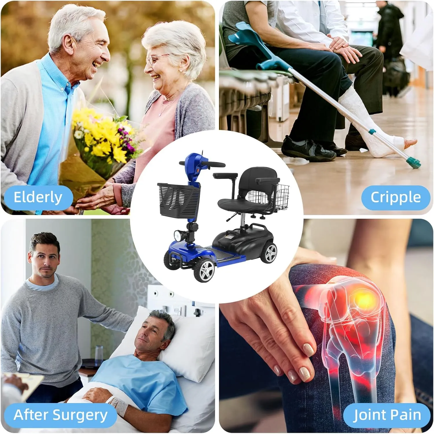 30-60 Miles Ecomobi MS02 Long Range 4 Wheels Electric Mobility Scooter for Adults/Seniors, 350W E-Wheelchair Device w/25Ah Extended Battery, Dual Baskets Compact Mobile for Travel(FSA/HSA Eligible)