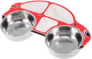 304 Stainless Steel Car Dinner Plate Baby Compartment Plate Food Storage for Boys and Girls Safe Camping