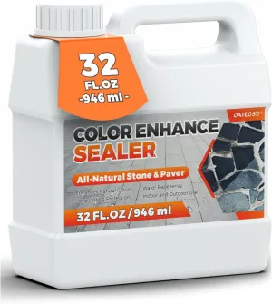 32oz Wet Look Color Enhancer Sealer for Outdoor, High Gloss Wet Look Stone Sealer Provides a Long-Lasting Shine to Stone Slabs, Provides Natural Color Enhancement for Tiles, Floors, Pavers, Concrete