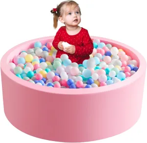 35.4" x 11.8" Foam Ball Pit for Toddlers, Baby Round Balls Pool for Babies 1-3, Kids Play Ball Pits Ideal Gift for Boys and Girls, Balls Not Included, Pink