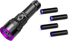 365nm UV Flashlight USB Rechargeable UV Light High Power Black Light Flashlight for Pet Urine Detection, Resin Curing, Minerals, Blood tracking, Scorpion, Rockhounding,Yooperlites,A/C Leak Detect