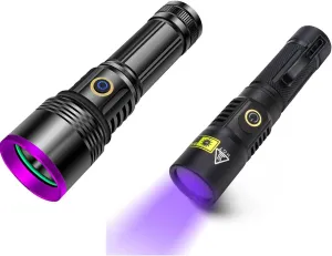 365nm UV Flashlight USB Rechargeable UV Light High Power Black Light Flashlight for Pet Urine Detection, Resin Curing, Minerals, Blood tracking, Scorpion, Rockhounding,Yooperlites,A/C Leak Detect