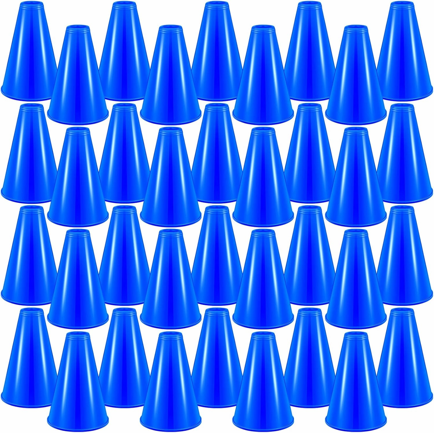 36 Pcs Blue Cheer Megaphone Small Fun Party Noisemaker Toys Mini Plastic Megaphone Party Favor Bulk Accessory for Game Sports Match Soccer Outdoor Activities Cheerleading
