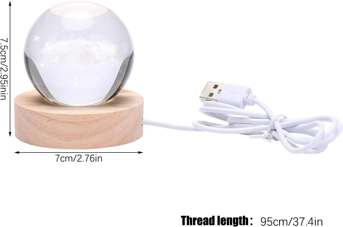 3D Deer Forest Crystal Ball Night Light for Kids Glass Ball with Wooden Base Fantasy Decoration LED Galaxy Planet Nightlight Bedroom Decor