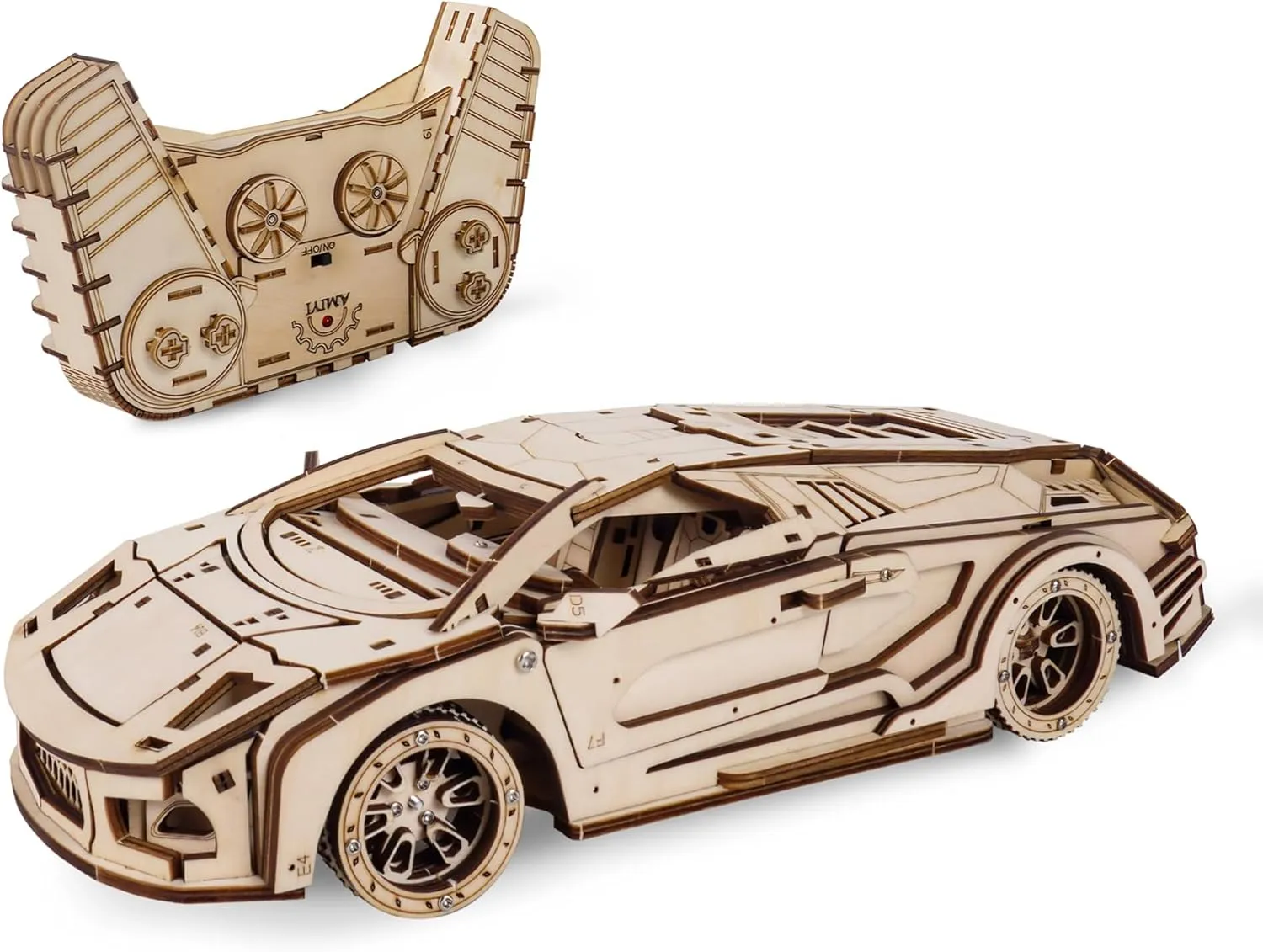 3D Wooden Puzzles for Adults, 3D Wooden Sports Car Puzzle Model Car Building Kits Unique Gift for Kids, Friends (Sports Car)