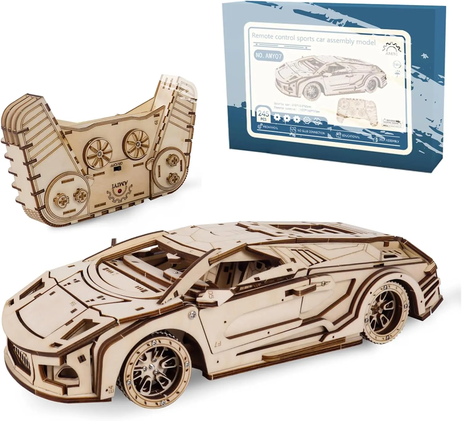 3D Wooden Puzzles for Adults, 3D Wooden Sports Car Puzzle Model Car Building Kits Unique Gift for Kids, Friends (Sports Car)