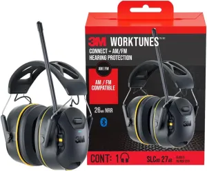 3M WorkTunes Connect   AM/FM Wireless Hearing Protector with Bluetooth Technology, Bluetooth Hearing Protection with a 26 dB Noise Reduction Rating