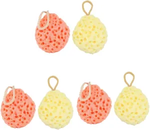 3sets Bath Ball Shower Ball Set Yellow Honeycomb Bath Sponges Rinse Free Soft Comfortable for Body Cleansing 2pcs*3