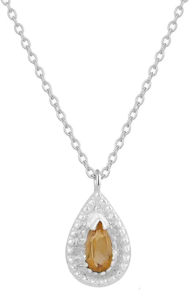 3x6 mm Citrine Chain Pendant for Women, 18"