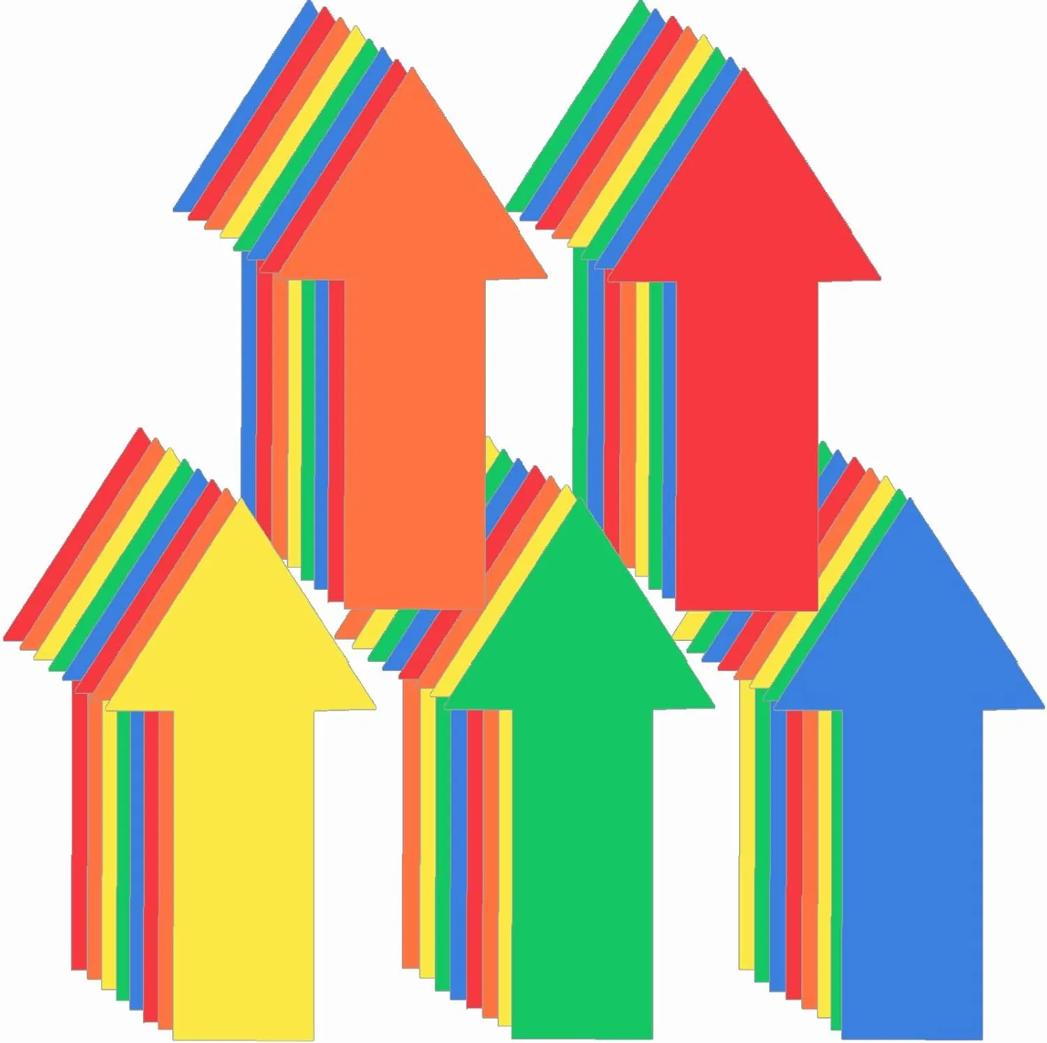 40 Pieces 8 Inch Arrow Sticker,Removable Adhesive Directional Sign Floor Decal Waterproof Arrow Marking Safe Road Instructions Sticker(Dark Blue, Green, Red, Orange, Yellow)
