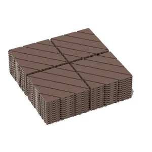 44 PCS Plastic Interlocking Deck Tiles 12" x 12" Indoor Outdoor Waterproof DIY Installation Flooring All Weather Use for Balcony Backyard Garden & Poolside Brown