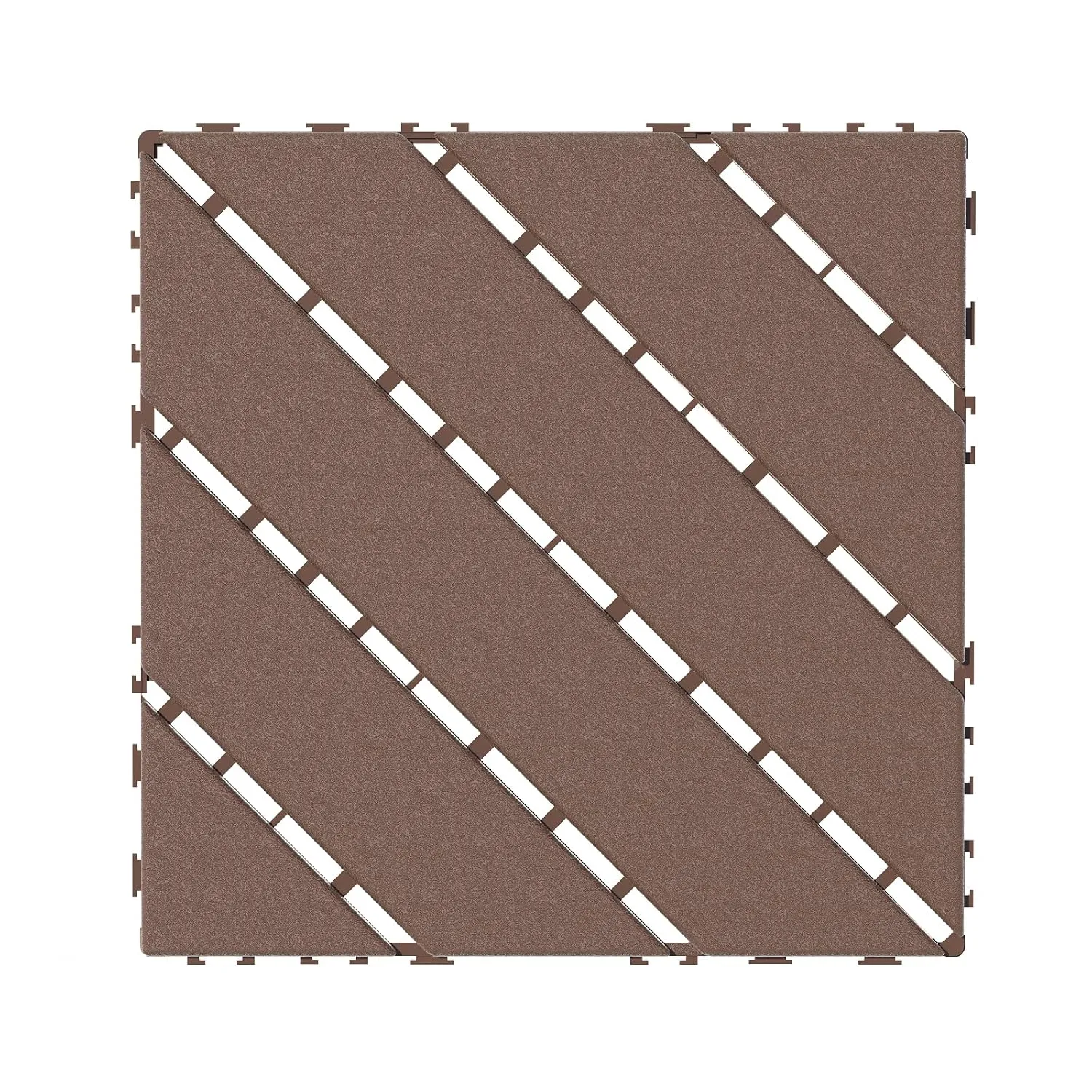 44 PCS Plastic Interlocking Deck Tiles 12" x 12" Indoor Outdoor Waterproof DIY Installation Flooring All Weather Use for Balcony Backyard Garden & Poolside Brown