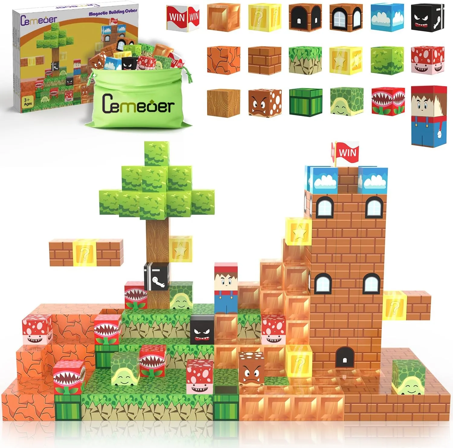 48PCS Magnetic Blocks - Building Toys for Boys Girls 3 ,Toddler Building Magnet Toy of STEM Sensory Game, Birthday Gifts for Kid, Magnet Cubes Classroom,Outdoors or Home Construction Toys