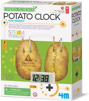 4M: Green Science: Potato Clock - DIY & Experience Battery-Free Renewable Energy, Power A Digital Clock, STEM Learning Craft Activity Kit, Kids Age 5 