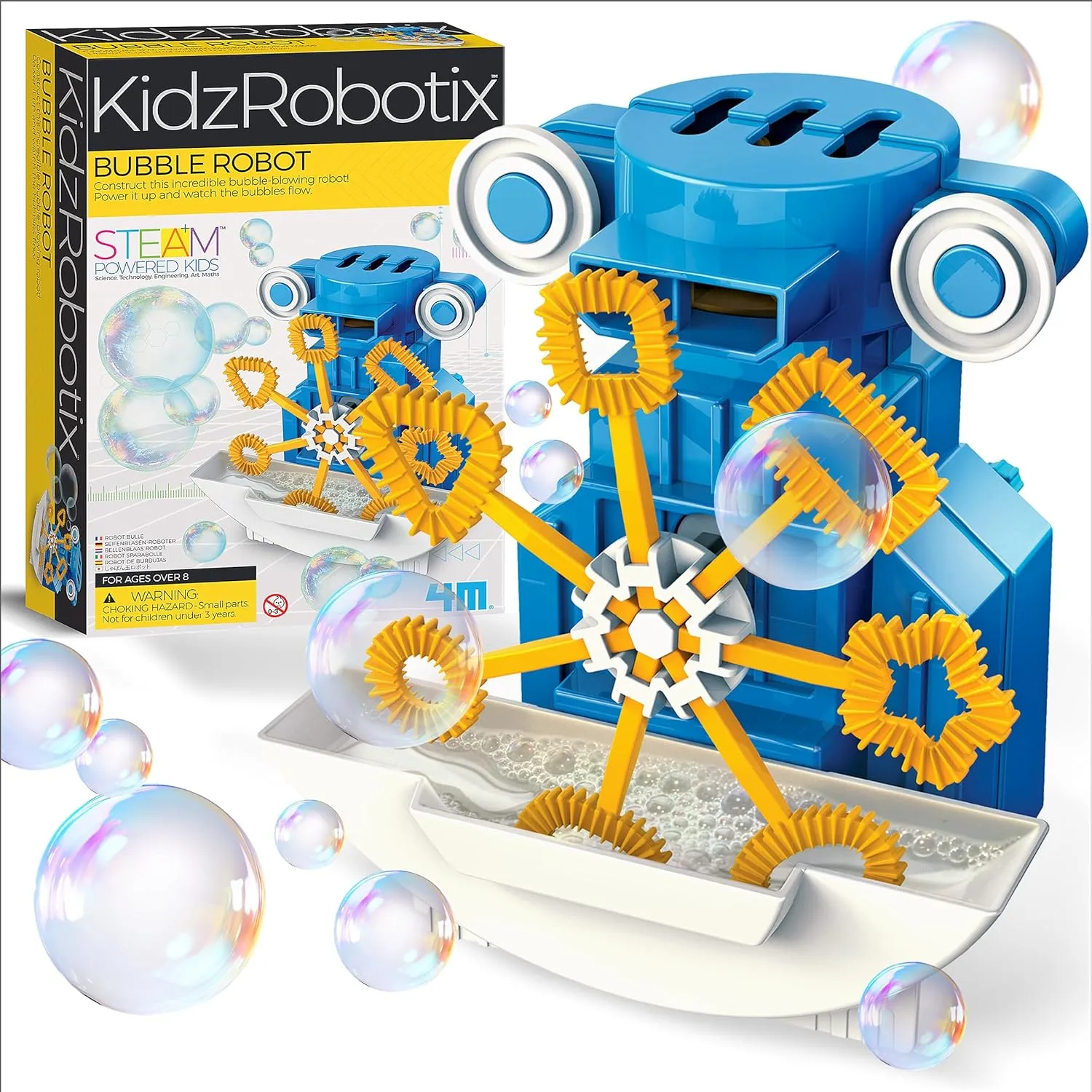 4M KidzRobotix - Bubbles Robot - Build an Automatic Bubble Machine Gun Robot, Inspire STEM Learning, Boost Creativity, and Enjoy Hands-On Fun with This DIY Kit for Kids Aged 8 and Up