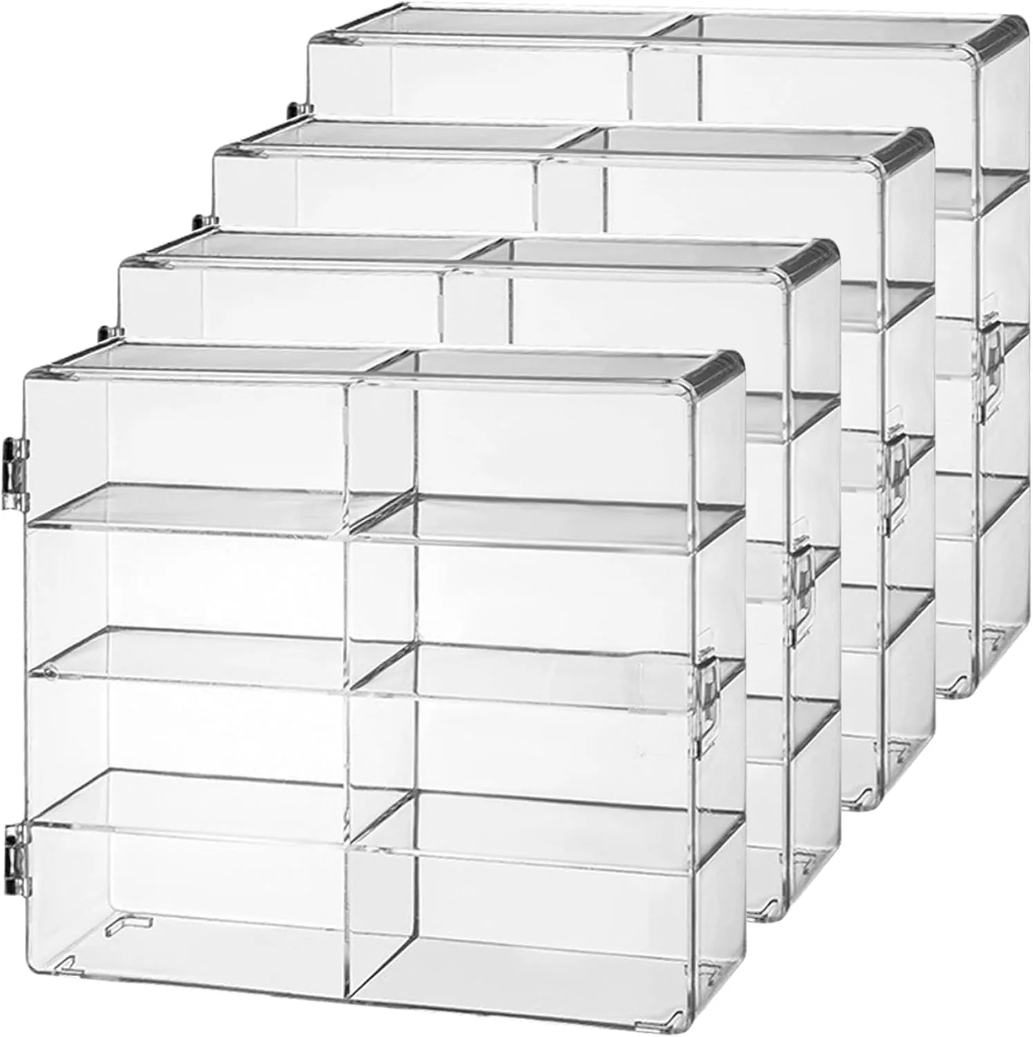 4PCS Display Case 4x2x2' Stackable Transparent Model Car Display Case with Secure Door Waterproof & Dustproof Car Display Case for Toy Collectors, Display Case