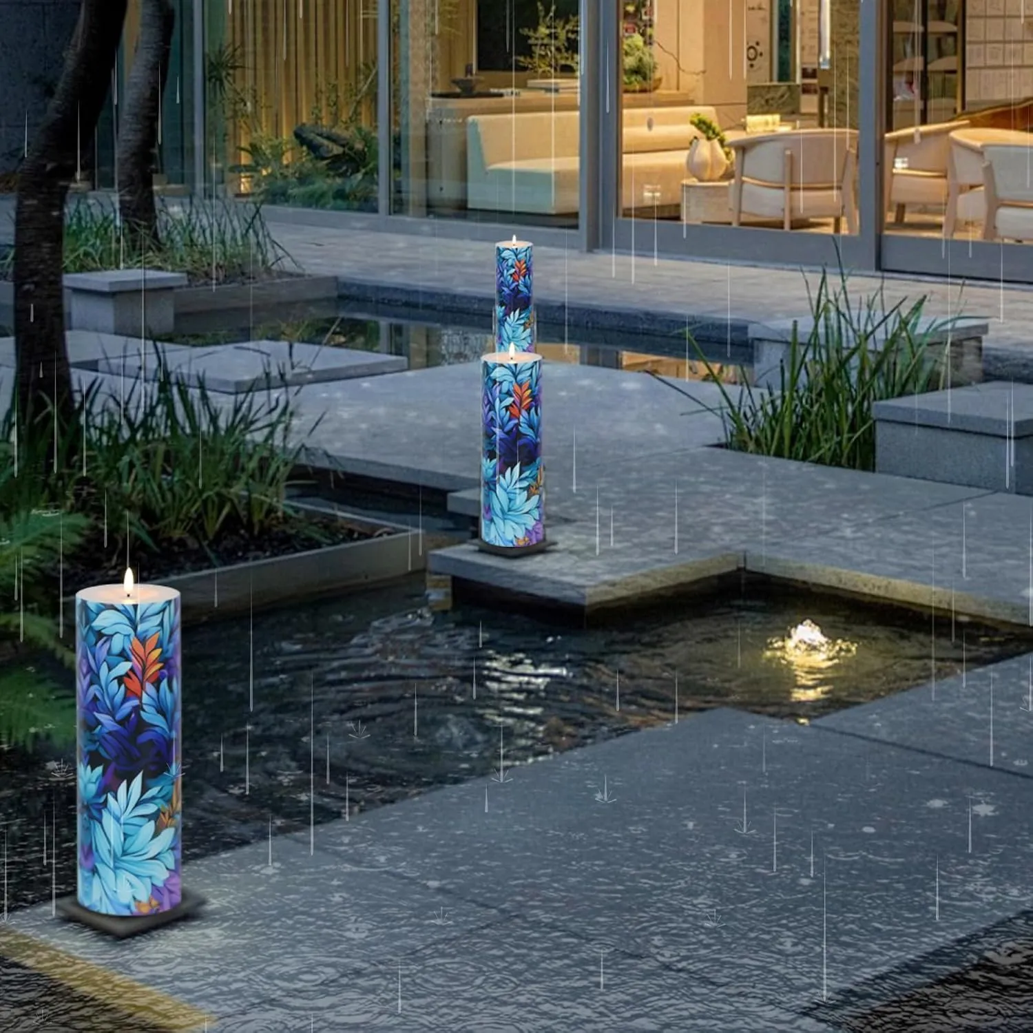 4" x 12" Large Waterproof Outdoor Flameless Pillar Candles with Remote Timer, Battery Operated Flickering Plastic LED Pillar Candles for Outdoor Larterns, Porch, Long Lasting, Pack of 1