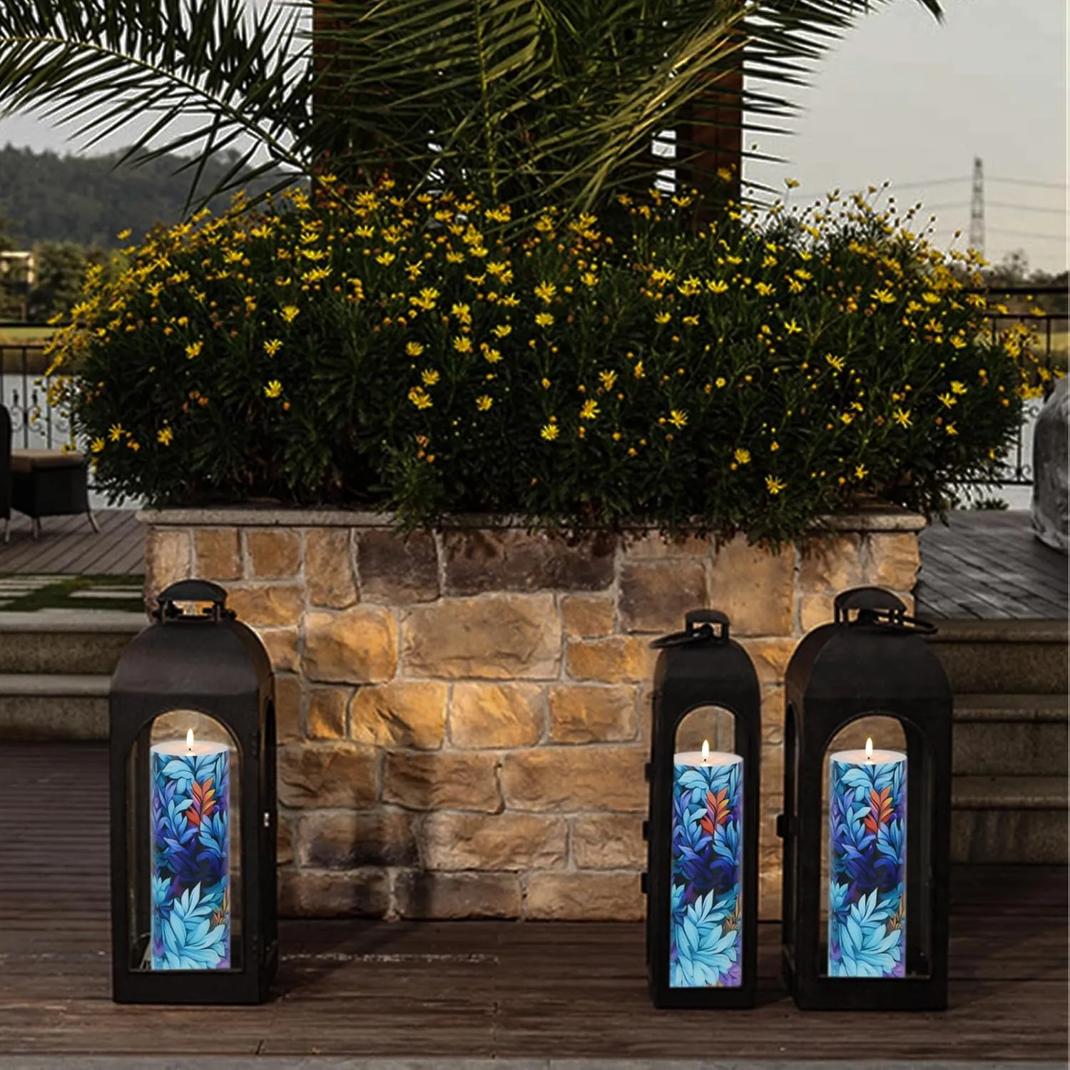 4" x 12" Large Waterproof Outdoor Flameless Pillar Candles with Remote Timer, Battery Operated Flickering Plastic LED Pillar Candles for Outdoor Larterns, Porch, Long Lasting, Pack of 1