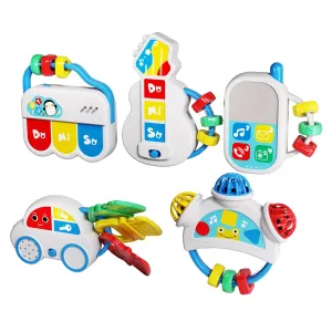 5 in 1 Baby Toys 6-12 Months, Baby Rattles Teething Toys for Babies 0-6 Months, Sensory Toys with Sounds 6-12 Months, Montessori Baby Gifts