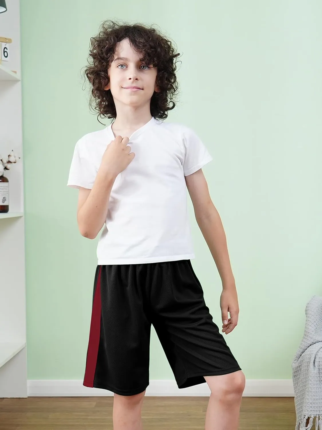 5 Pack Boys Shorts Boys Athletic Basketball Mesh Kids Soccer Gym Shorts Clothes Quick Dry Active Sports Shorts
