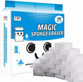 50-Pack Extra Thick Magic Cleaning Sponges - 1.18 Inch Melamine Foam Pads for Kitchen, Bathroom, Shoes & Grout Cleaning, Non-Toxic Scrubber Eraser for Sink, Bathtub, Tiles (3.94x2.76x1.18 Inch)