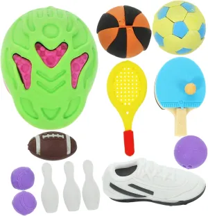 50Pcs Cartoon Rubber Eraser Fun Football Basketball Shapes for Creative Stationery Supplies for School Parties and Collecting