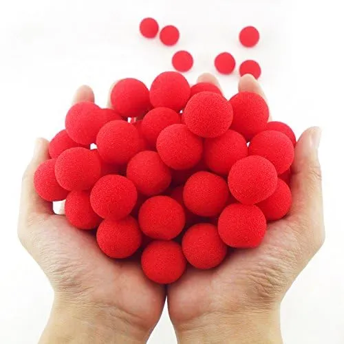 50pcs Set 2.5cm Red Sponge Soft Ball Close-Up Magic Street Classical Comedy Trick Props (RED,2.5cm/1inch)