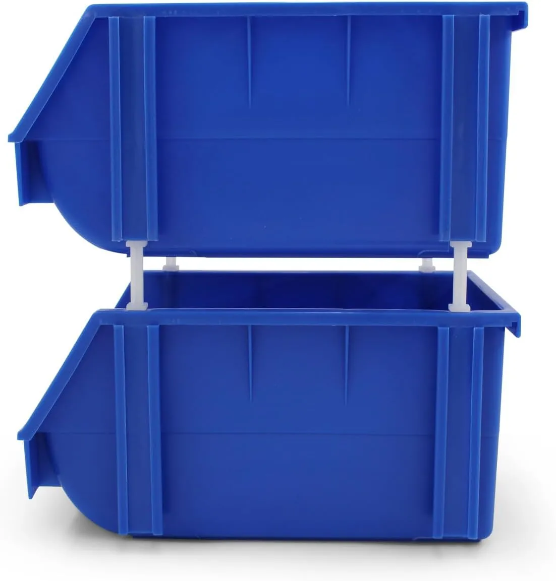 5.9" X 9.4" X 4.9" BLUE Heavy duty thermoplastic storage bin organizer, Stackable, Hangable, Side-connect, Great for tools, parts crafts and more! (2 PACK)