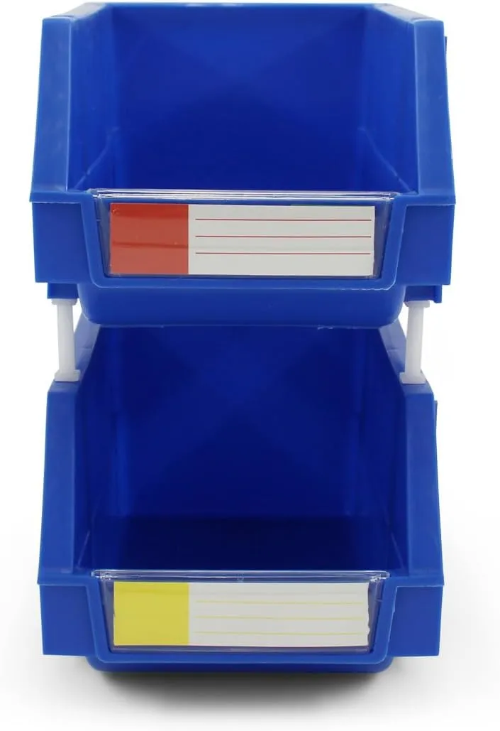 5.9" X 9.4" X 4.9" BLUE Heavy duty thermoplastic storage bin organizer, Stackable, Hangable, Side-connect, Great for tools, parts crafts and more! (2 PACK)