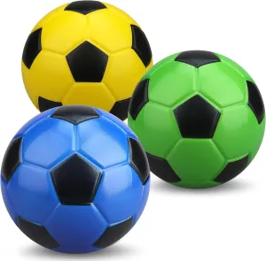 5" Foam Mini Soccer Balls for Kids Adults, Soft Squishy Slow Rising Soccer Goal Toys for Goal Sets, 3PCS Sensory Stress Ball for Office, Swimming Pool Beach Balls, Indoor Outdoor Sport Gift (Rainbow)