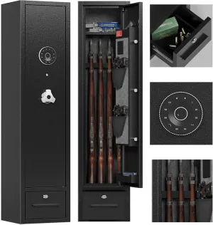 6 Gun Safe for Rifles and Pistols Heavy Duty Gun Cabinet for Rifles and Shotguns Rifle Safes for Home Gun Safe Clearance Gun Locker with Drawer and Removable Shelf
