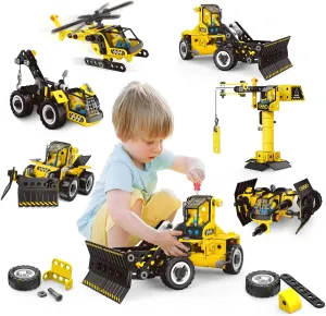6 in 1 Building Blocks Construction Toys for Kids Ages 6-8 STEM Building Toys for Boys 223PCS Construction Truck for 4 5 6 7 8 Year Old Boys
