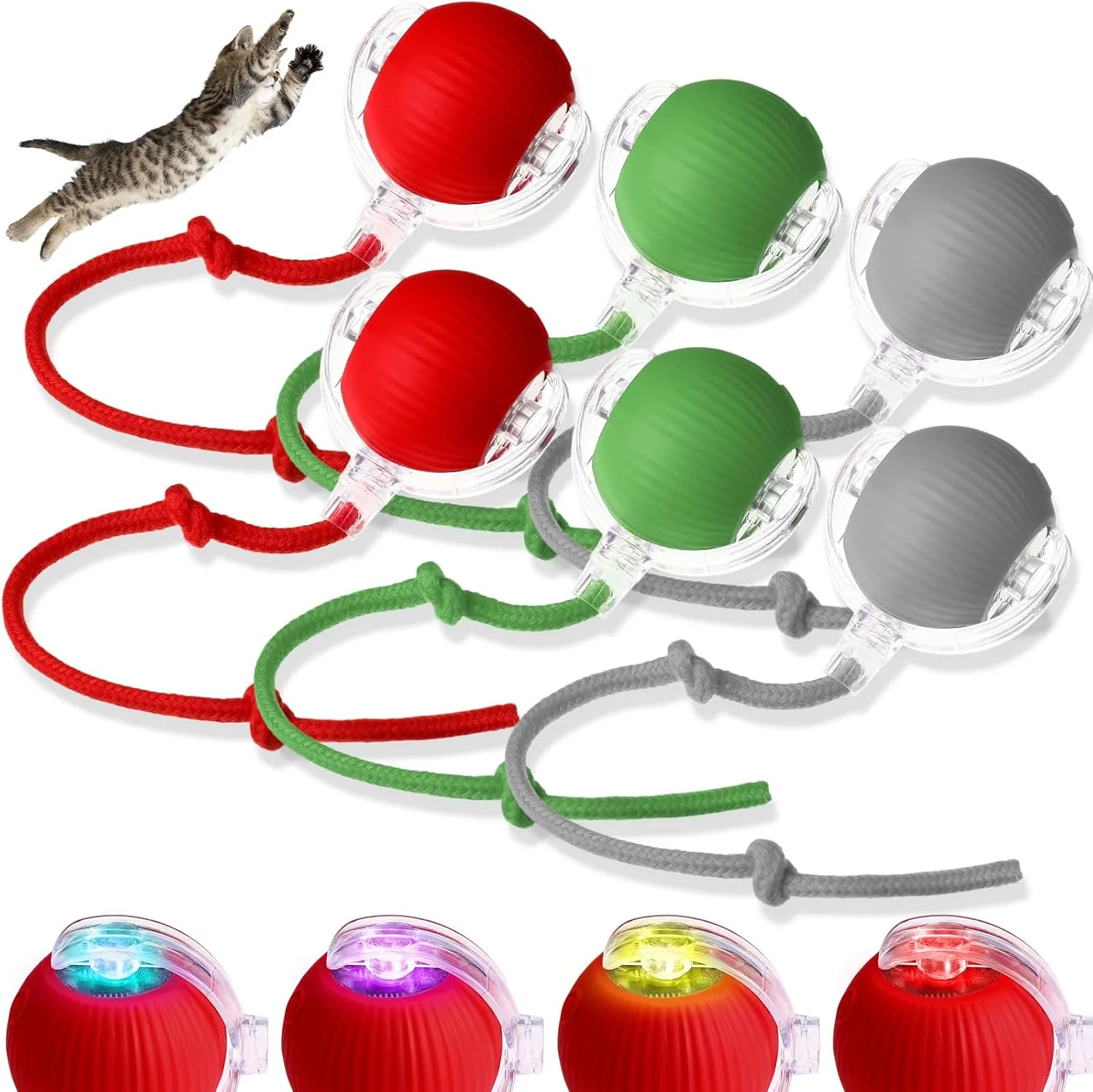 6 Pack Interactive Cat Ball Toy 360° Automatic New Interactive Rolling Ball 2025 Rechargeable for Indoor Cat Dog Exercise Electric Self Rolling Toy for Large and Small Puppy Kitten