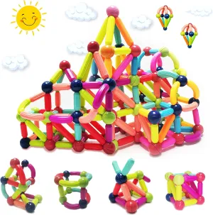 64 Pcs Magnet Sticks and Balls Set - Magnetic Balls and Rods Set for 3  Year Old Kids – STEM Toys for Montessori Education of Boys and Girls – to Create, Construct and Innovate